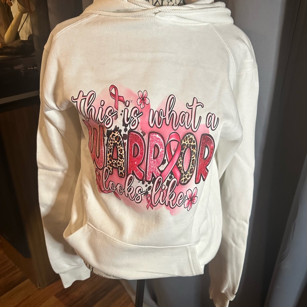 Breast Cancer White Warrior Graphic Hoodie